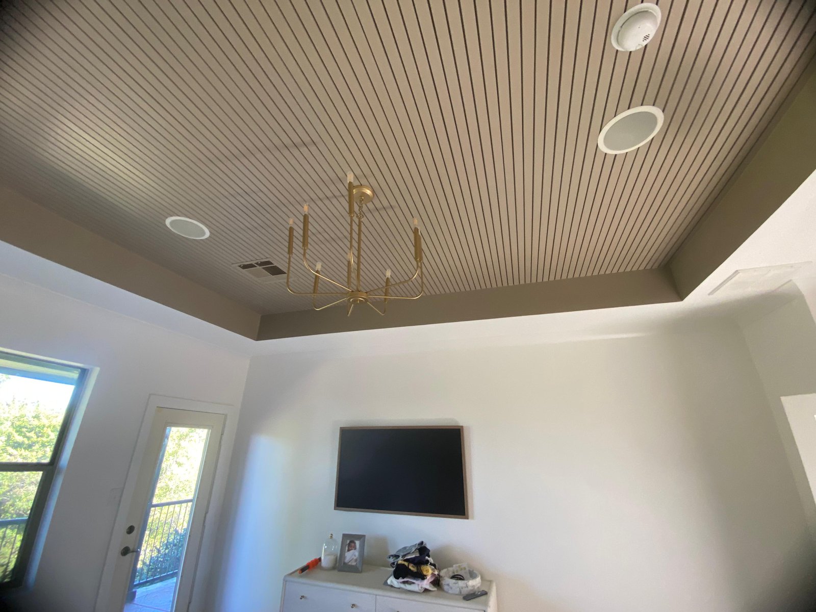 Slat wood ceiling detail